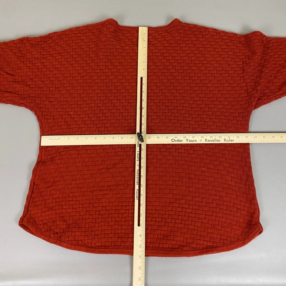 Croft & Barrow Sweater‎ Women's Plus 1X Orange Basket Weave 3/4 Sleeve Buttons *